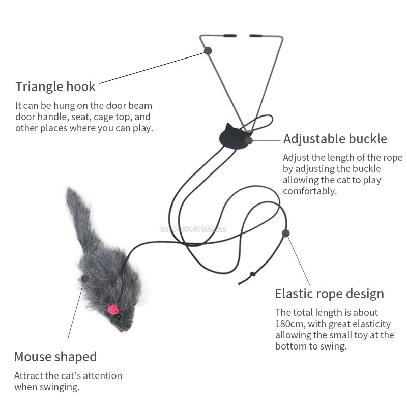 Ratón de Peluche Colgante para Gatos Felices y Entretenidos-Diversión en Movimiento