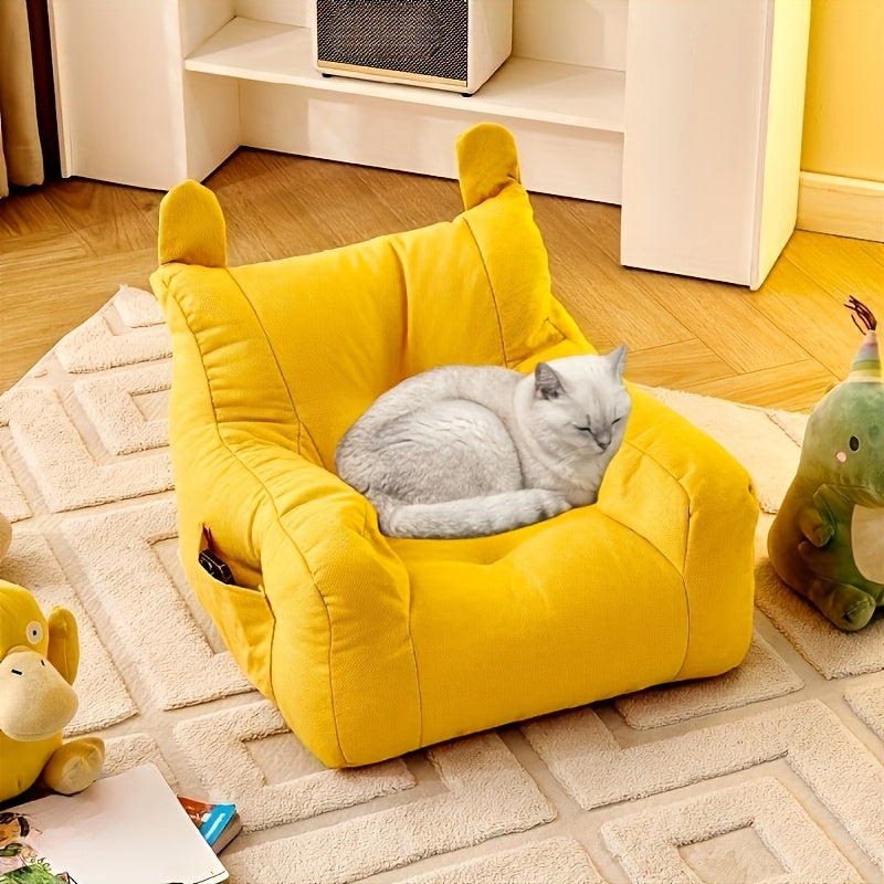 🐾 Sofá y Colchoneta para Mascotas "Gatito Tierno" – Ultra Suave, Acogedor Todo el Año, Fácil de Lavar, Ideal para Gatos y Perros