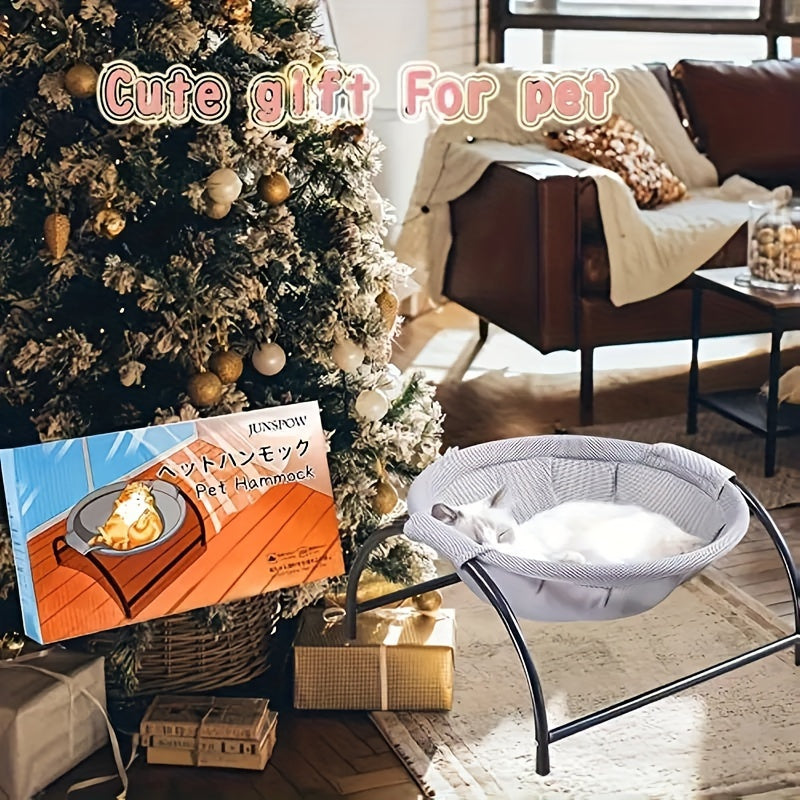 Hamaca Elevada y Transpirable para Gatos Felices-Sueños en el Aire