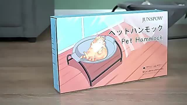 Hamaca Elevada y Transpirable para Gatos Felices-Sueños en el Aire
