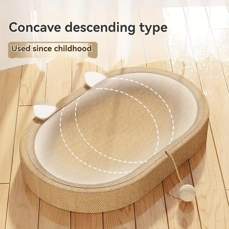 "Rascador Ovalado de Sisal 2 en 1 – Cama y Rascador Extra Grande para Gatos (60CM)"