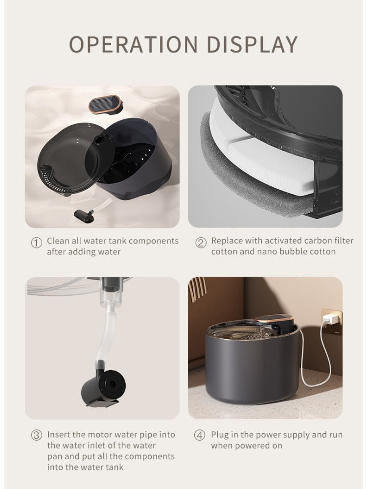 Fuente de agua automática para gatos 3L con sensor y filtro